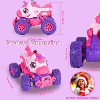 BORSTOYPRO Einhorn Ferngesteuertes Auto für Kinder, Ferngesteuerte Einhorn Monster Truck für Mädchen, RC Monster Truck Einhorn Car mit Spray LED Licht, Einhörner Geschenk Spielzeug für Jungen Kinder