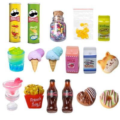 17-teiliges Miniatur Zubehör Set – Wichtel Zubehör Weihnachten – Puppenhaus & Wichteltür Deko – Mini Essen & Getränke aus Harz – 1:12 Maßstab für DIY & Miniaturwelt