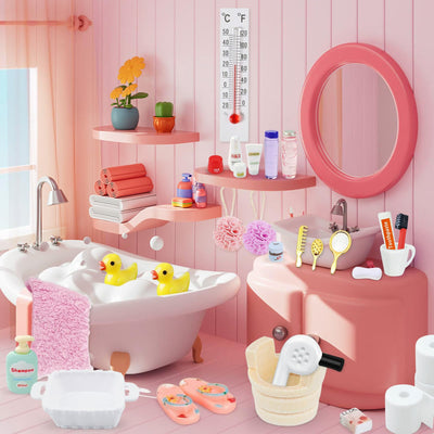 30 Stück Wichtel Zubehör Weihnachten – Miniatur Bade Set mit Badewanne, Enten & Zahnbürste – Wichtelzubehör für Wichteltür & Puppenhaus Deko