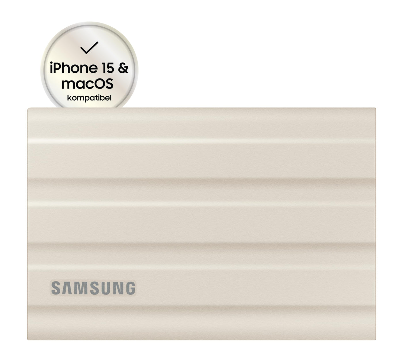Samsung Portable SSD T7 Shield, 2 TB, USB 3.2 Gen.2, 1.050 MB/s Lesen, 1.000 MB/s Schreiben, Robuste externe Festplatte Outdoor für Mac, PC und Smartphone, Beige, MU-PE2T0K/EU