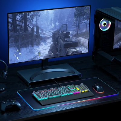 TECURS Mechanische Gaming Tastatur - QWERTZ Mechanical Keyboard mit Magnetische Handgelenkauflage, Multimedia-Tasten, 105 Tasten Kabelgebundene Rote Schalter Tastatur für PC/PS5/PS4, 19 LED Modi