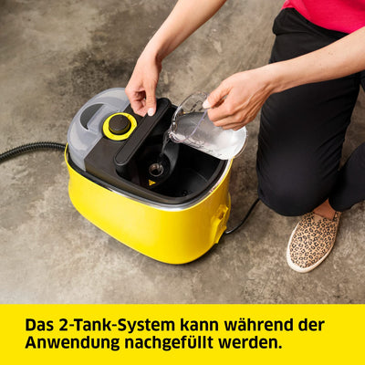 Kärcher Dampfreiniger SC 4 Deluxe EasyFix, Dampfdruck: 4 bar, Aufheizzeit: 3 min., Fläche: ca. 130 m², Tank: 0,5 l + 1,3 l, inkl. Bodenreinigungsset EasyFix, Düsen, Mikrofaser-Überzug und Bürsten