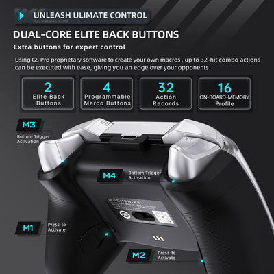 Machenike G5 Pro Wireless Controller für Windows PC,Switch,IOS&Android,RGB Lichter,PC Controller Hall Effekt Joystick＆Trigger/Gyroskop (Schwarz)