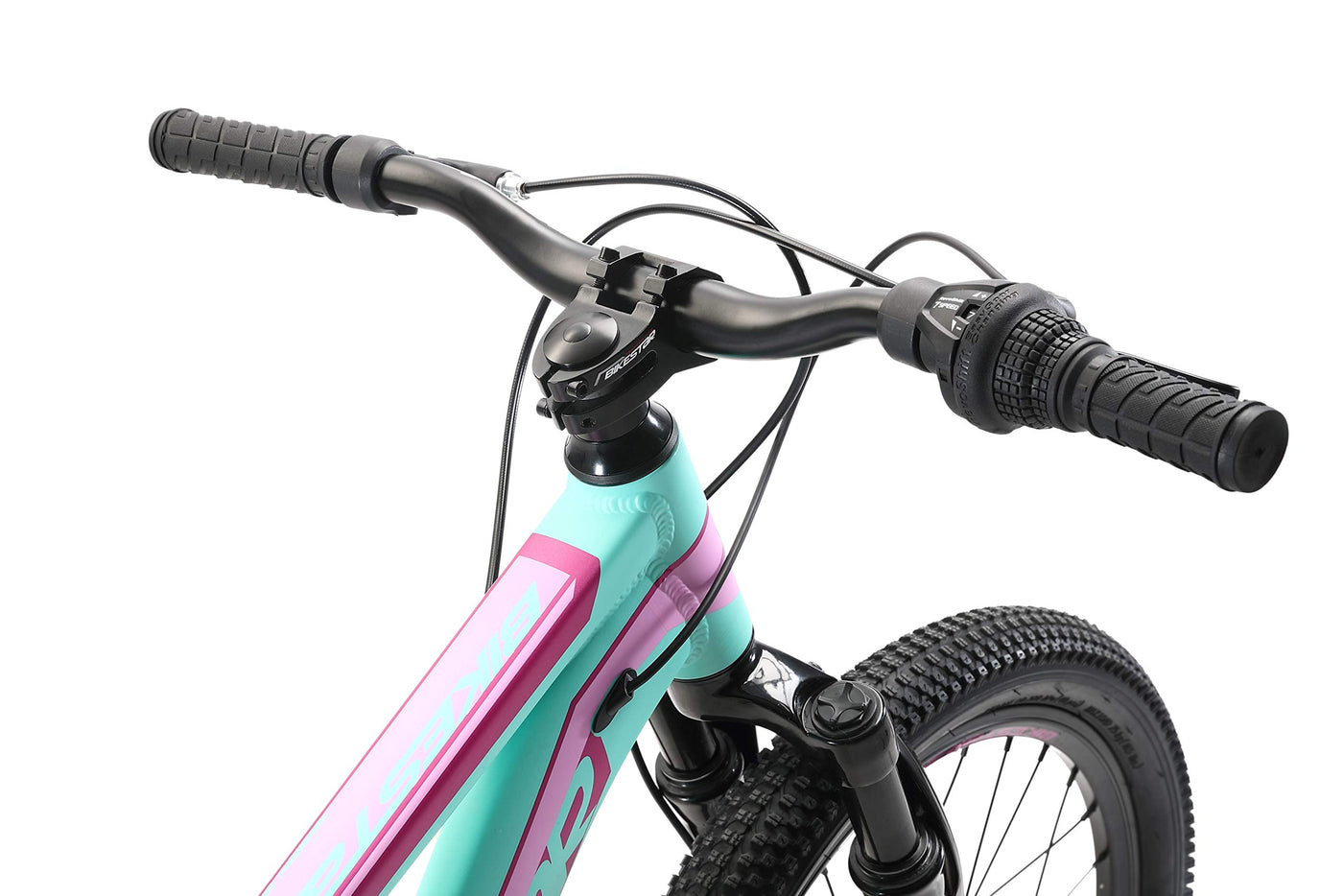BIKESTAR Kinder Fahrrad Aluminium Mountainbike 7 Gang Shimano, Scheibenbremse ab 6 Jahre | 20 Zoll Kinderrad MTB | Mint Pink