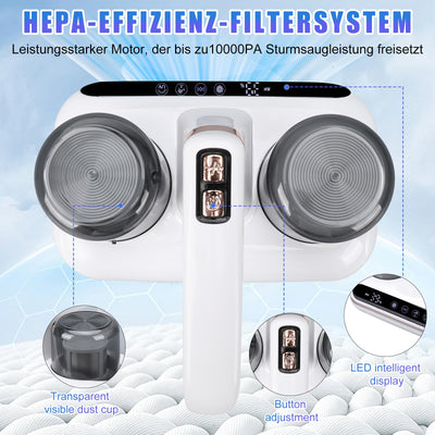 kswiown Milbensauger für Matratzen, 10KPA Milbenstaubsauger mit UV-Licht, Starke Saugkraft Milbensauger mit 3pcs HEPA Filter, Handstaubsauger zur Entfernung von Staubmilben Bakterien Allergenen