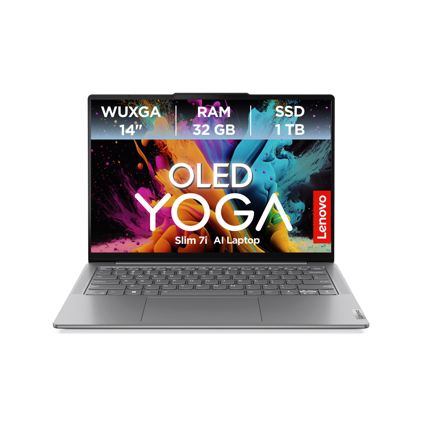Lenovo Yoga Slim 7i AI Laptop | 14'' WUXGA OLED Display | Intel Core Ultra 7 | 32GB RAM | 1TB SSD | Intel Arc Grafik | Win11 | QWERTZ | Luna grau | Beleuchtete Tastatur | 3 Monate Premium Care
