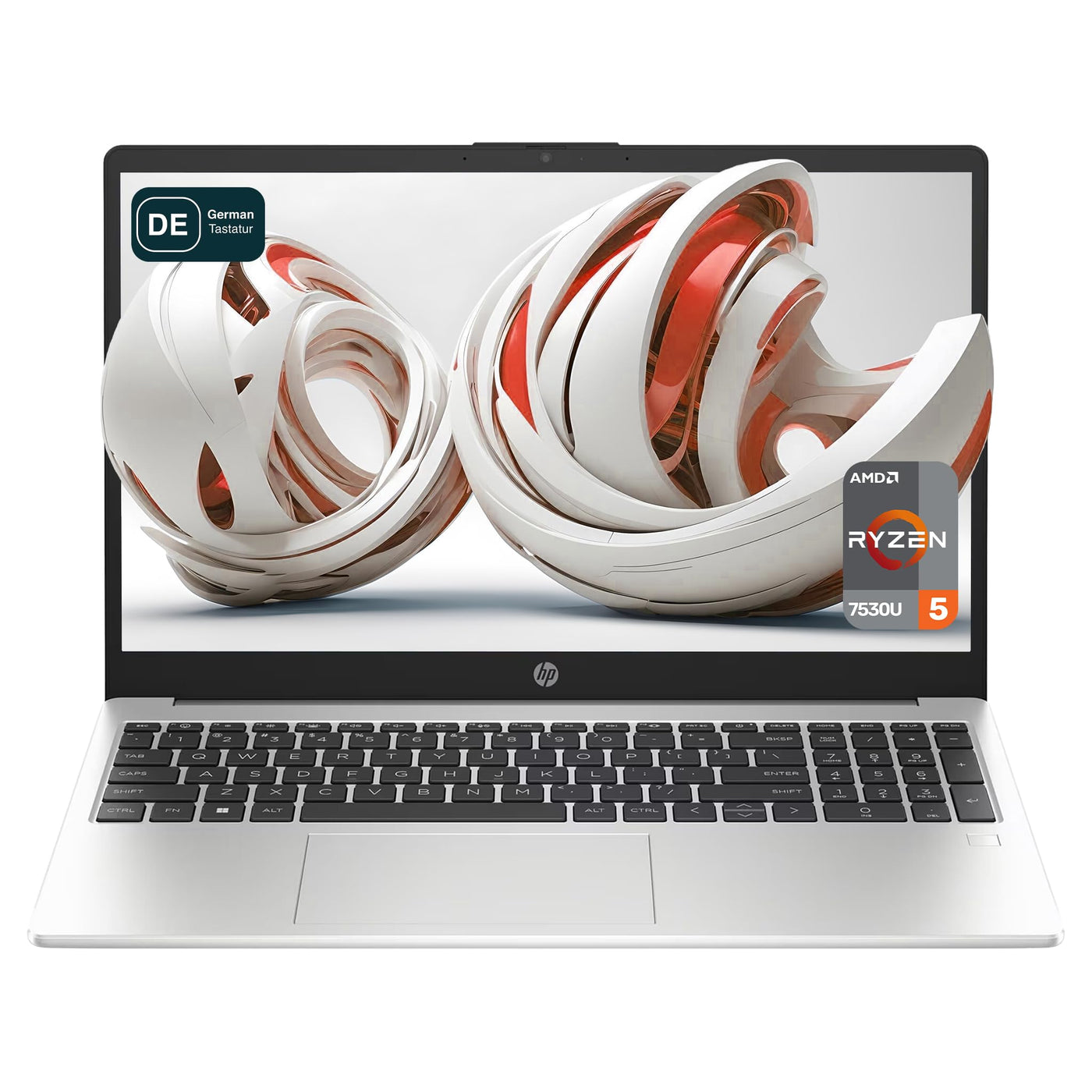 HP 255 G10 Business Laptop, AMD Ryzen 5 7530U, 64 GB DDR4 RAM, 1 TB PCIe SSD, 15.6" IPS FHD Display, AMD Radeon Graphics, QWERTZ Tastatur, Windows 11 Pro, Silber