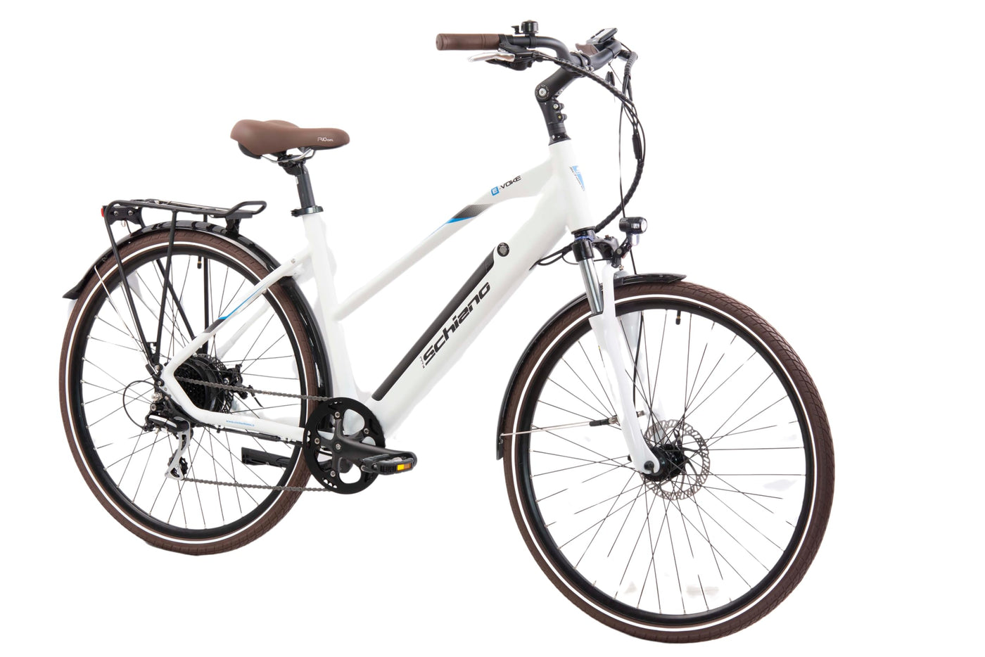 F.lli Schiano E-Voke, E Bike Trekking 28 Zoll, 36V 11.6Ah Abnehmbarer Akku, Motor 250W 50Nm, Trekking EBike für Herren/Damen, Weiss