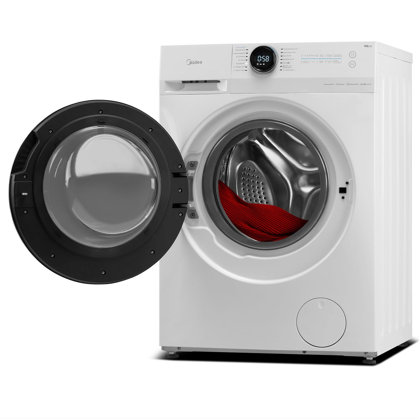 Midea MF200W90WB-14A Waschmaschine / 9KG / A/Leiser & effizienter Inverter Motor/HealthGuard-System/Steam Care/Nachlegefunktion/APP-Steuerung/AquaStop, Weiß