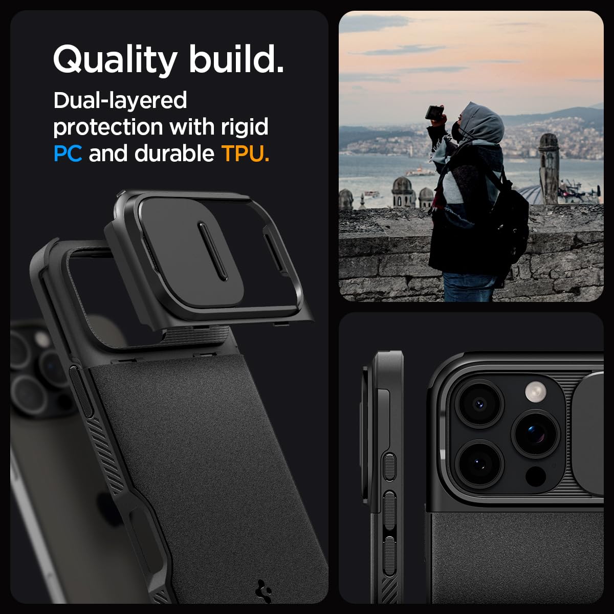 Spigen Optik Armor MagFit Hülle für iPhone 16 Pro Max, Kompatibel mit MagSafe Zubehör -Schwarz