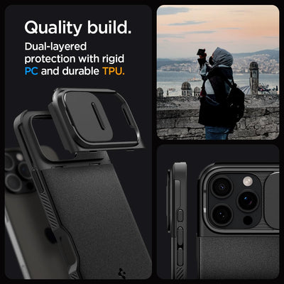 Spigen Optik Armor MagFit Hülle für iPhone 16 Pro Max, Kompatibel mit MagSafe Zubehör -Schwarz
