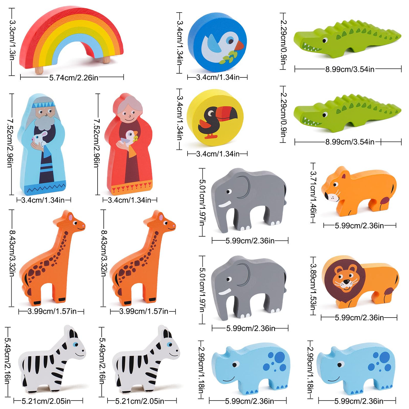 Arche Noah Holz | Holzspielzeug ab 1 2 3 Jahr Kinder | Taufgeschenke für Jungen Mädchen | Montessori Spielzeug Tier Sortier Stapel | Bibel Geschichte Buch Taufe