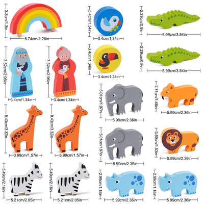 Arche Noah Holz | Holzspielzeug ab 1 2 3 Jahr Kinder | Taufgeschenke für Jungen Mädchen | Montessori Spielzeug Tier Sortier Stapel | Bibel Geschichte Buch Taufe