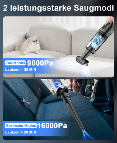 Vankarr Handstaubsauger Akku 16000Pa Handstaubsauger Kabellos Autostaubsauger Stark Mini Staubsauger Tragbarer Handsauger USB Auto Staubsauger Ohne Kabel