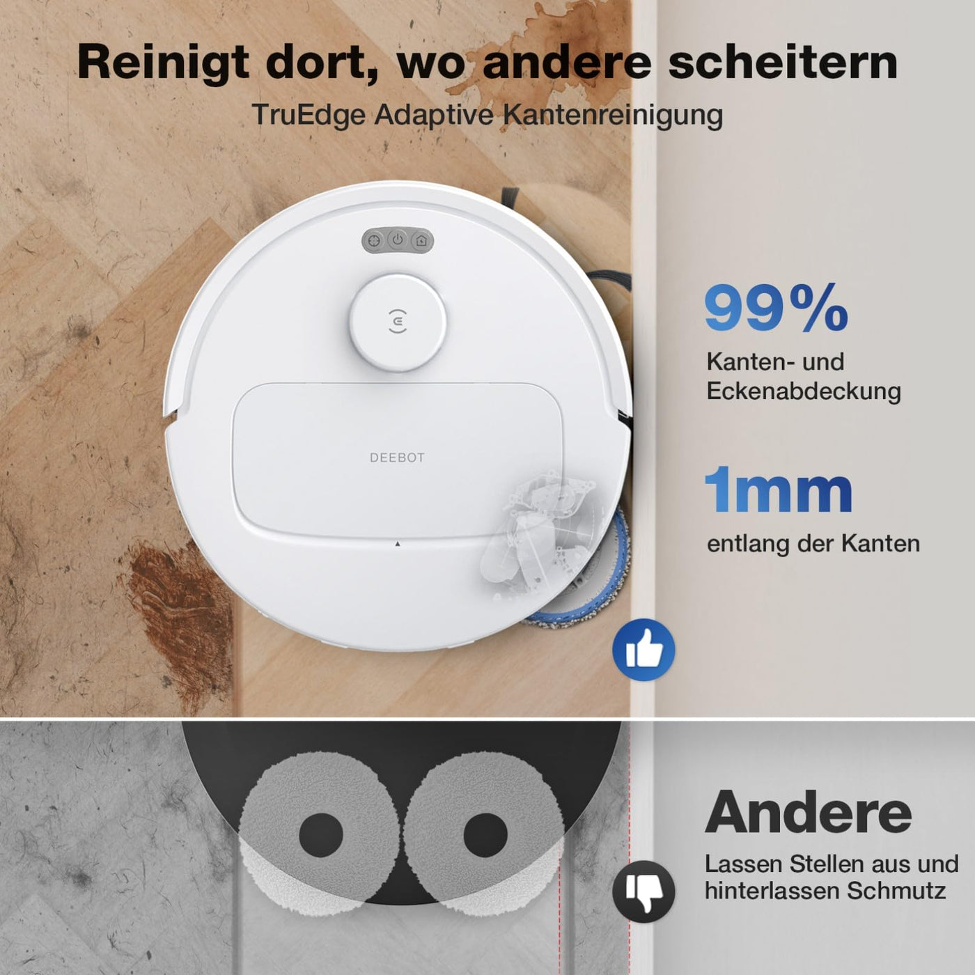 ECOVACS DEEBOT N30 PRO Omni Saugroboter mit Wischfunktion, 10.000 Pa Saugleistung, ZeroTangle 2.0-Technologie, TruEdge Kantenreinigung, 60℃ Heißwasser Wischmopp Reinigung, Heißlufttrocknung,Weiß