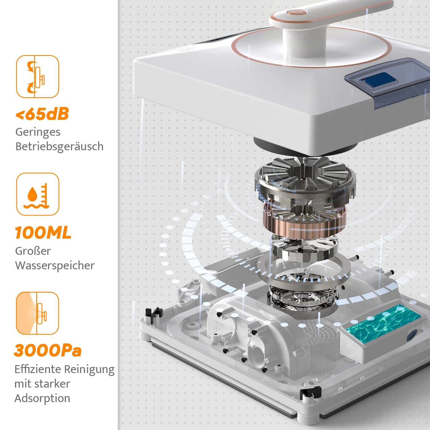 AIRMSEN YW500 Fensterputzroboter, Intelligenter Elektrischer Fensterputzer 3000Pa geeignet zur Glasreinigung, Automatische Wegplanung, Standort Speicher, Kantenerkennung Technologie