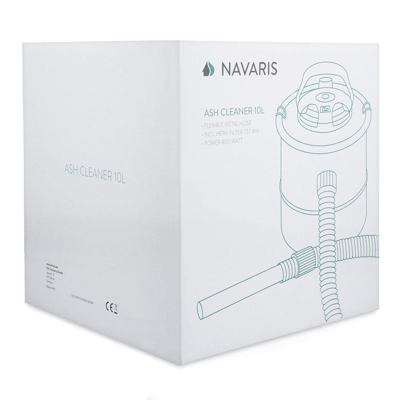 Navaris Aschesauger 10L mit Filter 800W - Asche Staubsauger für Kamin BBQ Grill Ofen - Kaminsauger Aschestaubsauger Kaminstaubsauger