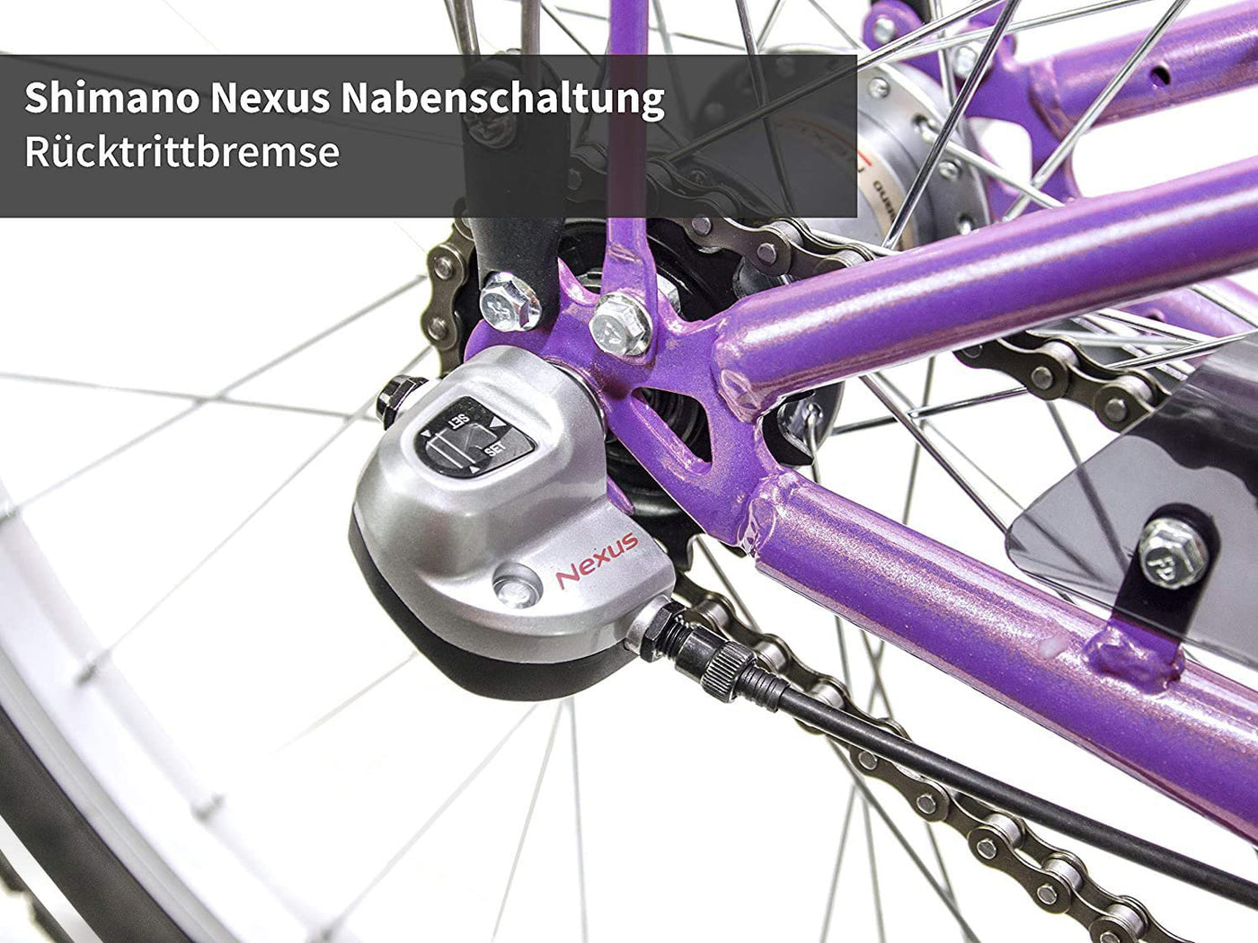 XB3 20 Zoll Kinderfahrrad für Mädchen-Jungen ab 6 Jahre, 3 Gänge Naben-Schaltung, Mädchenfahrrad mit Rücktrittbremse, Nabendynamo StVZO | Weiß/Lila