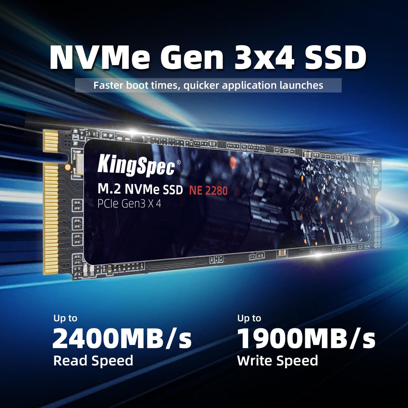 KingSpec SSD 512GB M.2 NVMe PCIE Gen 3x4, Bis zu 2400MB/s, Internes Solid State Drive mit 3D NAND Flash, Kompatibel mit Desktop und Laptop (NE-2280 512GB)