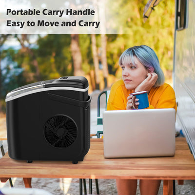 Ice Maker Cube Maschine Eiswurfelmachine Eiswürfel Arbeitsplatte In 6 Minuten fertig 2L mit Eisschaufel und Korb LED-Anzeige Für Home Bar Schwarz