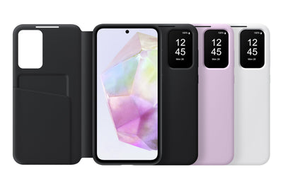 Samsung Smart View Wallet Smartphone Case EF-ZA356 für das Galaxy A35 5G, Handyhülle, Kartenfach, Sichtfenster, Black