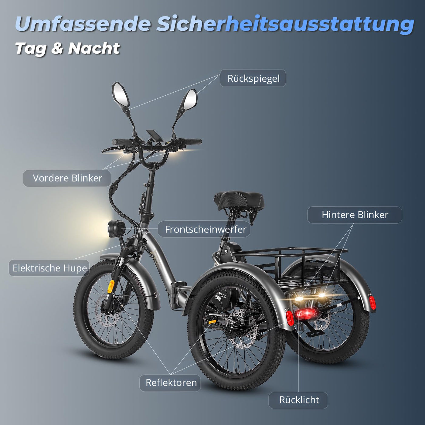 Fafrees F20 Mate E-Bike Dreirad Elektro Klapprad 48V Zulassung [ Offiziell ] E Trike 3 Rad für Erwachsene 1008WH, Herren E Bike Damen Hydraulische Scheibenbremsen, Elektrofahrräder 65N.m Ebike 20 Zoll