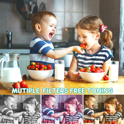 ShinePick Kamera, Digitalkamera , Wasserdicht / 8MP / HD 1080P / 2 Inch Bildschirm/Foto & Video/Rahmen/Filter, Fotoapparat mit 32G Speicherkarte, Geschenke für Kinder (Blau)