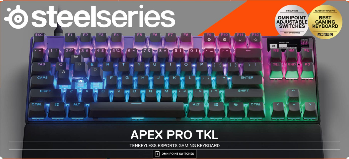SteelSeries Apex Pro TKL HyperMagnetic Gaming-Tastatur – Die schnellste Tastatur – Anpassbares Ansprechverhalten – OLED-Bildschirm – PBT-Keycaps – USB-C – 2023 Edition – Deutsches Tastatur QWERTZ
