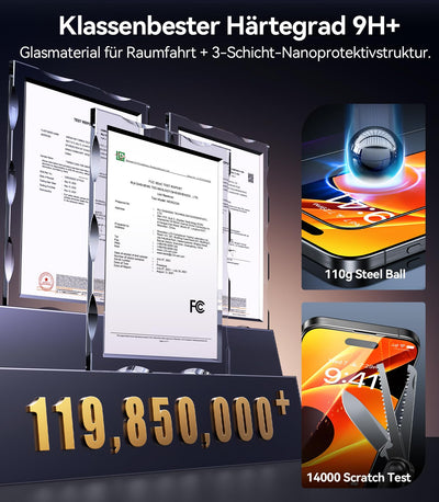 TORRAS für iPhone 16 Pro für Panzerglas [Full Screen] TOP Bruchsicherheit Folie für iPhone 16 Pro Schutzfolie 9H+ Schutzglas [Auto-Installation] Anti-Fingerabdruck, 2 Stück