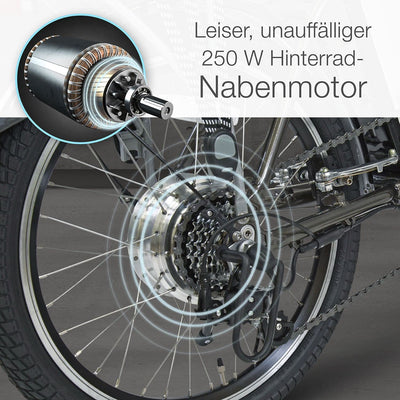 aktivelo E-Klapprad, 20 Zoll E-Bike, Faltrad mit wartungsfreiem 250 W Mittelmotor mit 5 Motorunterstützungsstufen, 65 km Reichweite, 7 Gang Nabenschaltung, für Damen und Herren geeignet