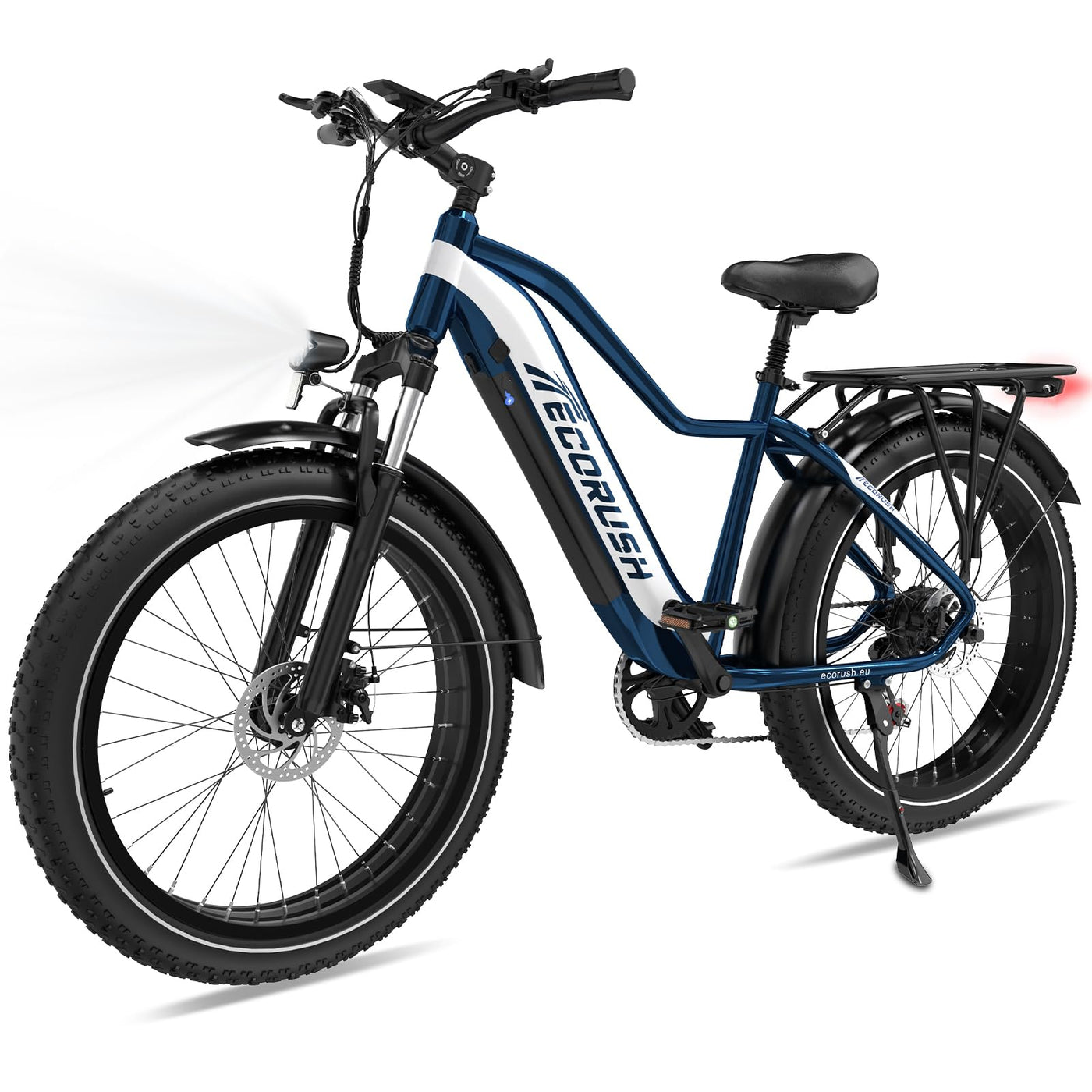 ECORUSH E Bike Herren,Ebike ECO R1 mit 48V 13Ah Batterie,Elektrofahrräder 26 * 4.0 Zoll,E-Bike 250W Motor & 25km/h, E Mountainbike 7-Gang Getriebe mit LCD-Display,Reichweite Max 100km