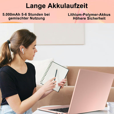 NOTODD 2025 Laptop 14 Zoll Win11 Celeron N4020 256GB SSD Unterstützung 1TB (TF 512GB) Full Metal Notebook 1080P 5G WiFi Mini HDMI & Kabellose Maus Tastaturfolie für Tastatur-Gold