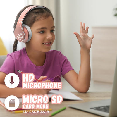 Kinder Kopfhörer, PowerLocus KinderKopfhörer Bluetooth mit 85dB Lautstärkebegrenzung, Faltbar mit Tragetasche, Kopfhörer Over Ear Kabellose und Kabel mit Mikrofon, Micro-SD-Modus für Handy, PC, Tablet