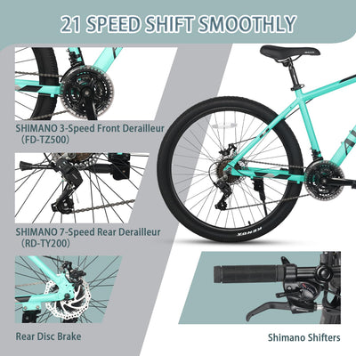 AVASTA AV300 26 Zoll Mountainbike MTB Pendlerrad Leichter Aluminiumrahmen 21 Gang Schaltung Vorderradfederung Scheibenbremsen vorne und hinten,Grün