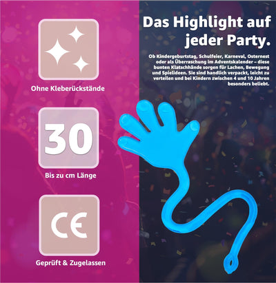 12x Klatschhand Kinder Mitgebsel & Gastgeschenke & Give aways - Glibberhand als Party Mitbringsel für Jungen & Mädchen - Kindergeburtstag Geschenke