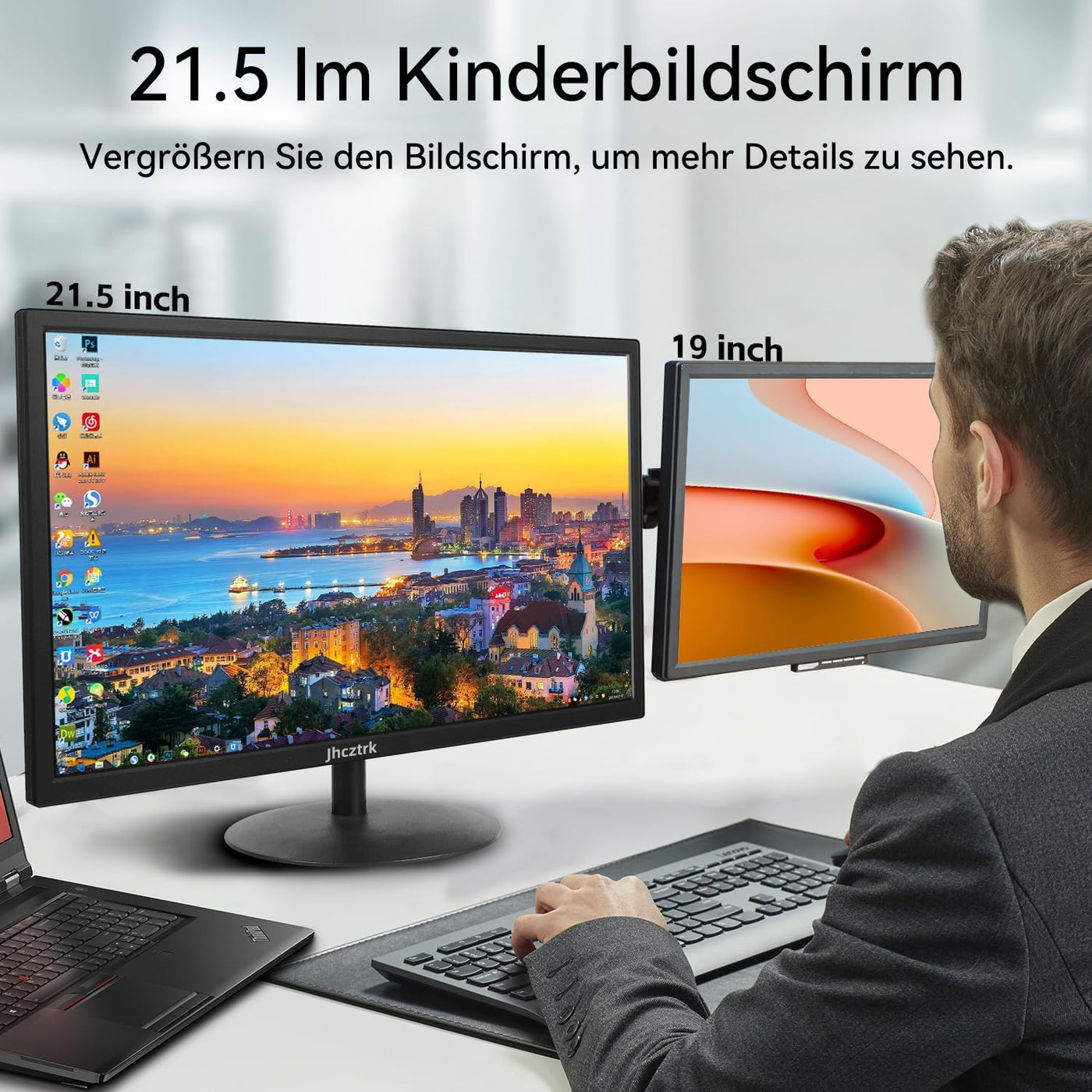 PC Gaming Monitor 21,5 Zoll Computerbildschirm 75Hz, Full HD 1920 x 1080p Business Bildschirm LED Desktop Monitor, Computer Monitor mit HDMI und VGA Anschlüssen, VESA kompatibel, Augenschutz, flimme