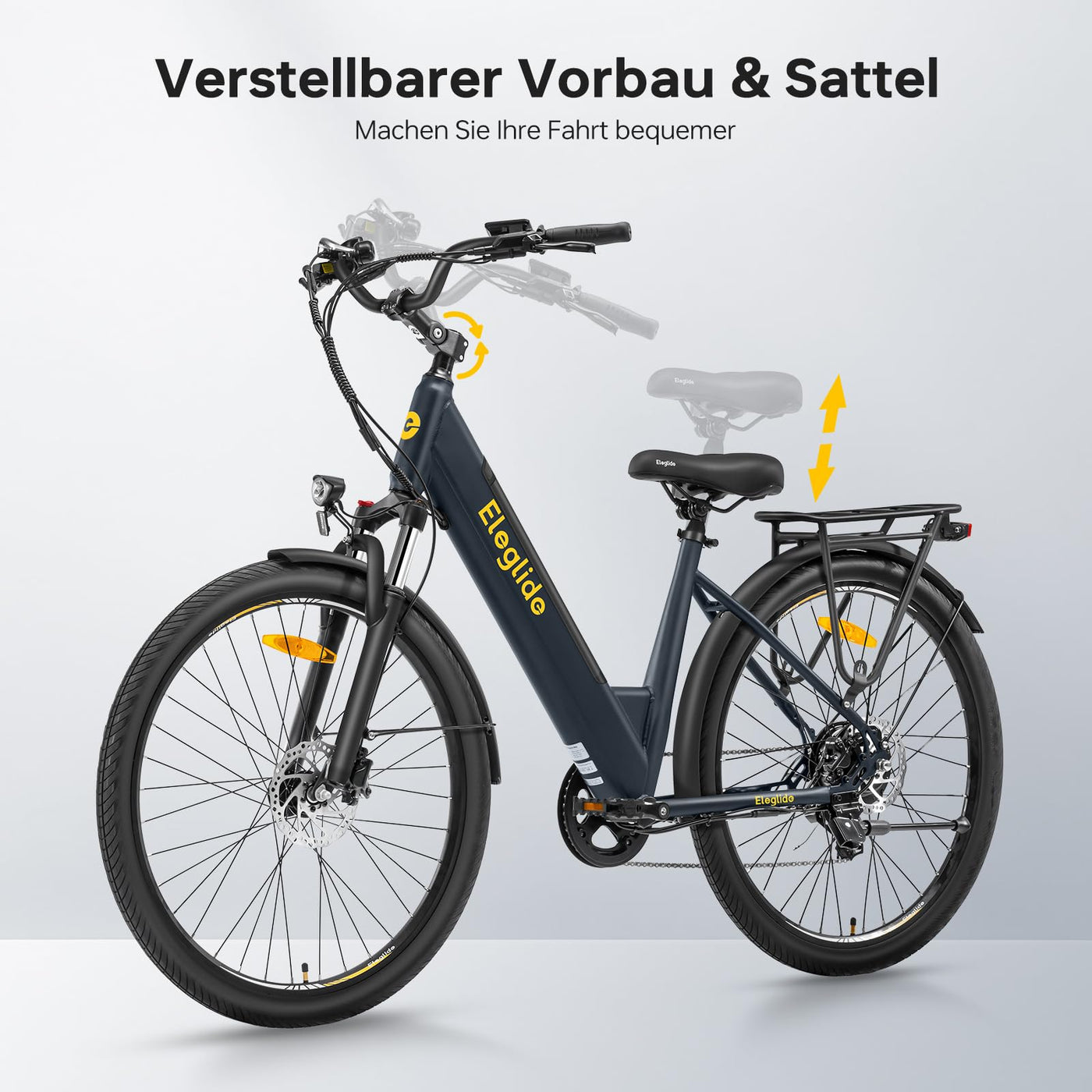 Eleglide T2 E Bike, 27,5" Trekkingrad E-Bike Herren Damen mit Hydraulische Scheibenbremsen, 36V 13Ah Akku,100km Reichweite, Elektrofahrrad mit 7-Gang-Getriebe, Pedelec Citybike EBike für Erwachsene