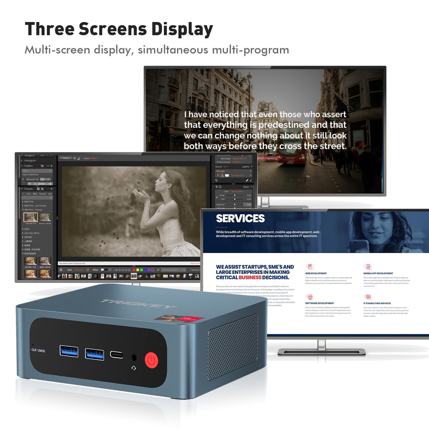 TRIGKEY Mini PC 5850U (bis zu 4,4 GHz) Gaming Mini PC AMD Ryzen 7 32 GB DDR4 1 TB NVME SSD Triple Display HDMI+DP+Typ-C (Video & Daten)/WiFi-6/BT5.2/USB3.2 * 3