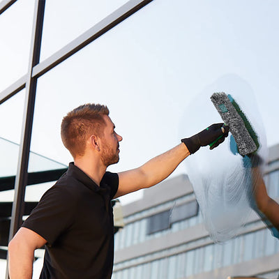 Unger ErgoTec Power Einwascher (Breite 35 cm, Mikrofaserbezug 100% Polyester, 2-Komponenten Griff, Bezug mit Klettverschluss, für streifenfreie Fenster) BC350