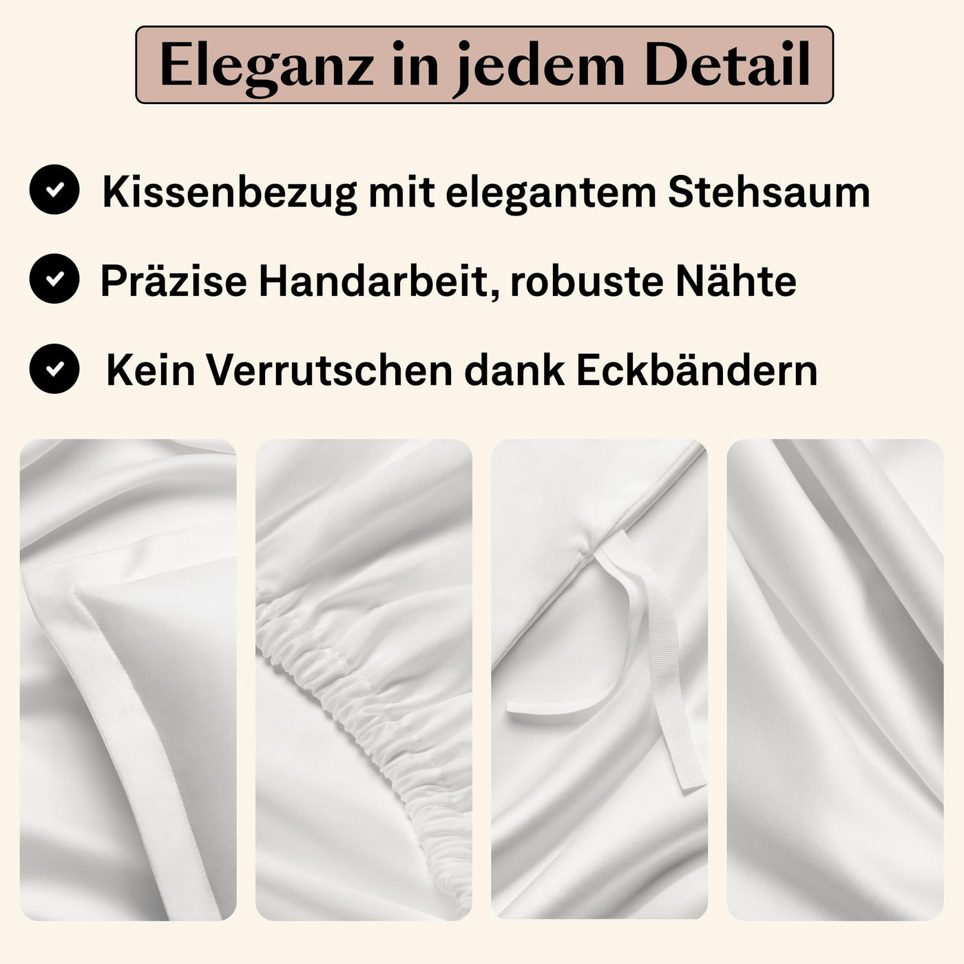 Amqua Mako Satin Kissenbezug (1x) aus ägyptischer Baumwolle 40x40 cm, weiß