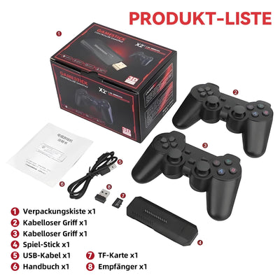 XIXIMENG X2 Plus Retro Konsole Spielkonsole Game Stick 4K,50000+ Spiele 40+ Emulator,Plug and Play Videospielkonsole Retro mit Wireless Controller,Tragbare Spielkonsole,Geschenk für Erwachsene (128G)