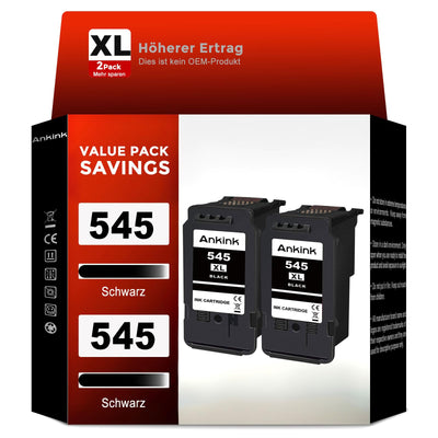 ANKINK Kompatibel Tintenpatrone Druckerpatronen als Ersatz für PG 545XL für Canon Patrone 545 XL für MG2450 MG2550 MG2950 MG2550s TR4550 TR4551 TR4650 TS3350 IP2850 MX490 MX495 MG3050, Schwarz 2 Pack