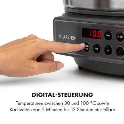Klarstein Lady Marmalade Einkochautomat Einkochtopf Einkocher Heißgetränkespender, 27 Liter, 1800 Watt, 30-100 °C, Timer, Warmhalte-Funktion, Überhitzungsschutz, Edelstahl gebürstet