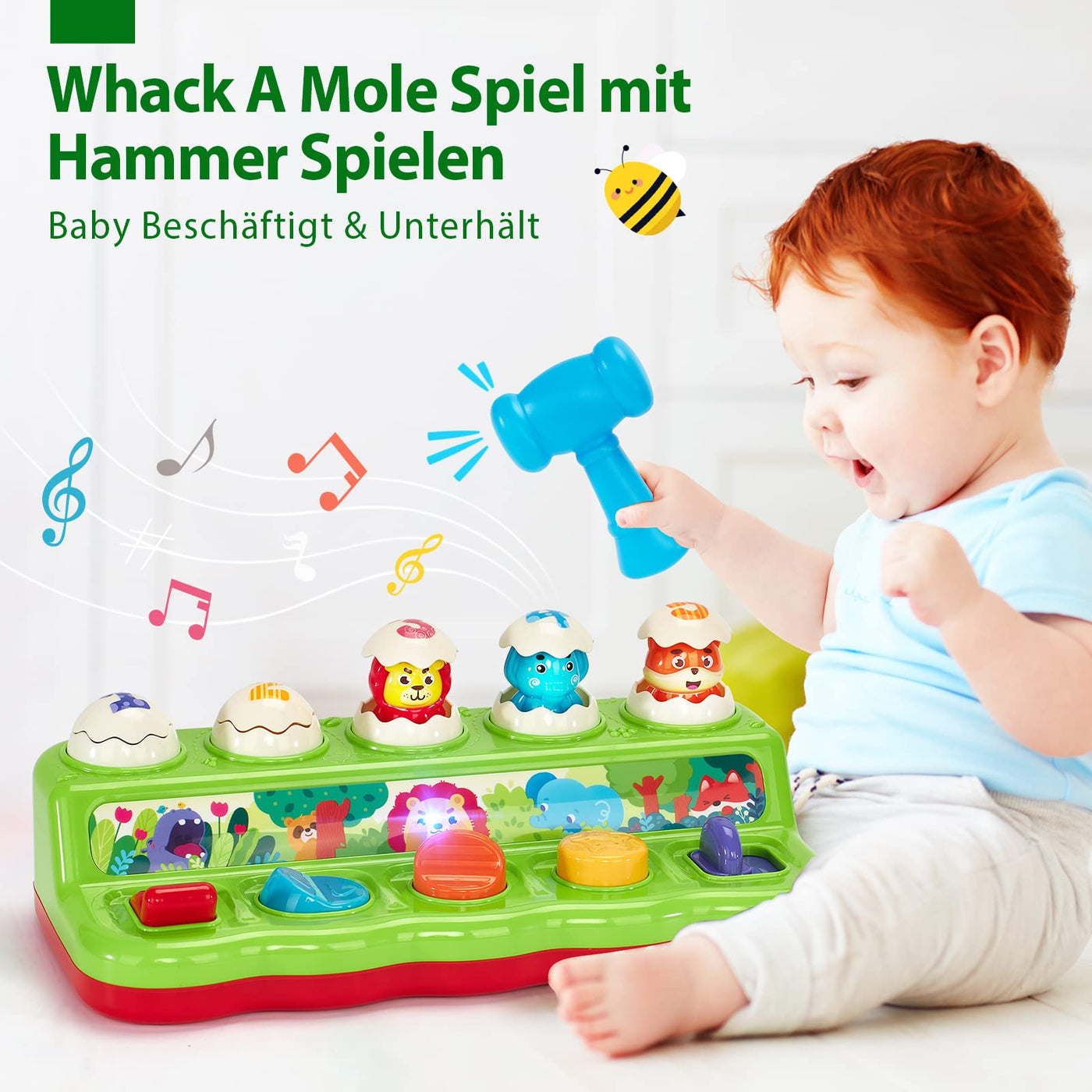 hahaland Baby Spielzeug ab 1 Jahr mit Musik & Licht,Pop up Kinderspielzeug mit Tieren und Knöpfen,Montessori Spielzeug für Frühe Entwicklung Ursache und Wirkung, Motorikspielzeug ab 1 Jahr