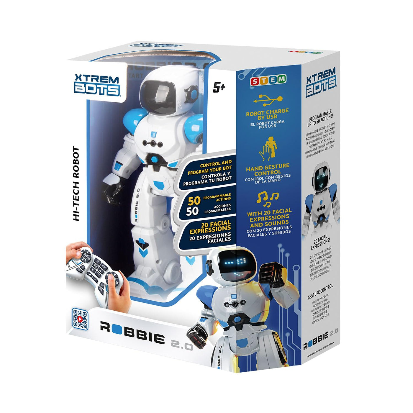 Xtrem Bots - Robbie | Roboter Kinder Ab 6 Jahre | Roboter Spielzeug | Roboters Programmierbar 50 Bewegungen und Ferngesteuerte | Spielzeug Ab 5 Jahre Jungen | Geschenk Junge 5 Jahre