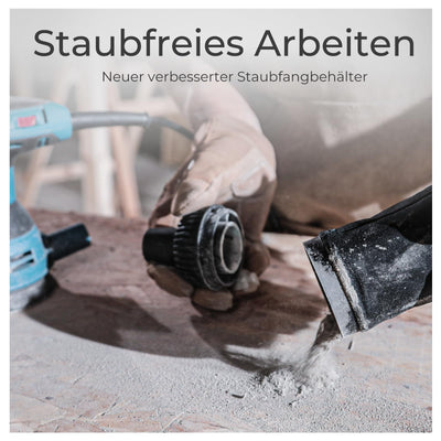 DongCheng Exzenterschleifer 300W, 125mm Schleifmaschine, 6 Geschwindigkeiten, 4,000-12,000 U/min mit Staubfangbehälter und 10 Schleifpapier, ideal für Holzbearbeitungsprojekte und Heimwerkerarbeiten