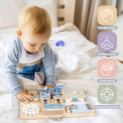 Joyreal LED Montessori Busy Board - Motorikbrett Monate Activity Board Motorikboard Montessori Spielzeug Brett Motorikspielzeug Sensorik Board