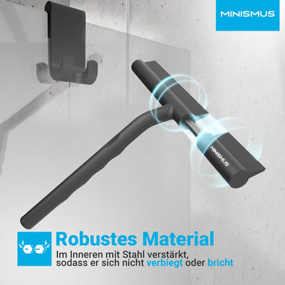 MINISMUS Fensterabzieher mit Aufhänger – Profi Abzieher Dusche - Duschabzieher – Schlierenfrei – Hochwertiger Silikon - Antirutsch (Schwarz)