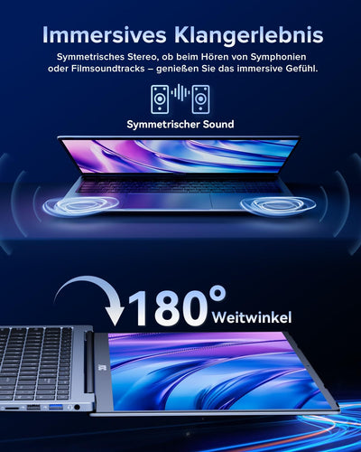 AOC Laptop,Alder Lake N97,Up to 3.6GHz,16 GB DDR4,512 GB SSD(Unterstützt Erweiterung 2 TB),Büro Notebook Computer,Metall gehäuse,180°-Faltung,HDMI,WiFi