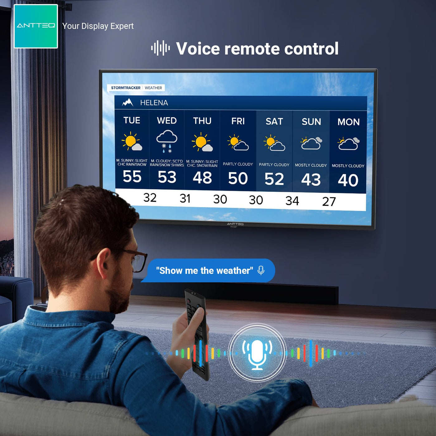Antteq G42 Smart TV 42 Zoll Fernseher FHD 1080P, Voice Control,DAZN, Play Store,Bluetooth-Sprachfernbedienung,Netflix,Prime Video,Wi-Fi,Triple Tuner